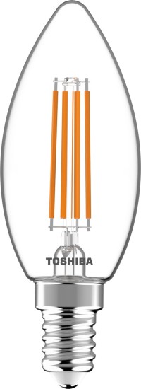 Toshiba LED Filament Kerzen Lampe E14 C35 4.5W 2700K 470Lm wie 40W 4711112387106