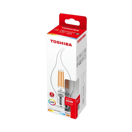 Toshiba LED Filament Lampe E14 4.5W 2700K 470Lm wie 40W 4711112384327
