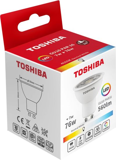 Toshiba LED Strahler GU10 7W 4000K 560Lm wie 76W 4711112384945