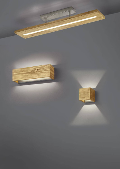 Trio Brad LED Wandleuchte  13W dimmbar Holzfarbig warmweiss