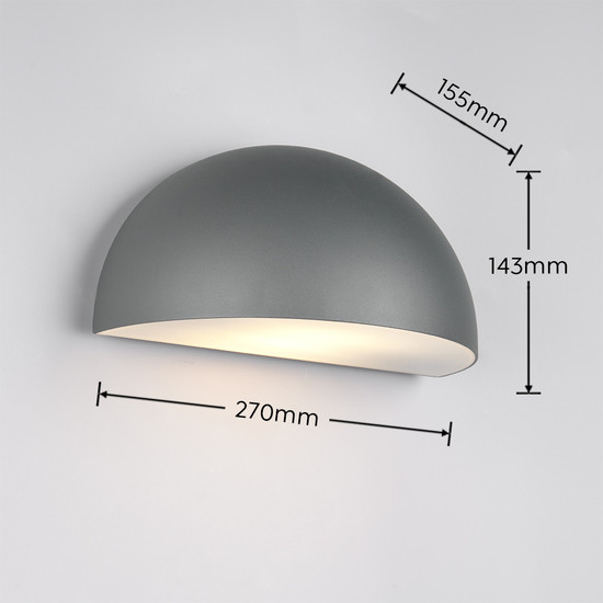 Trio 262460142 Maas E27 Wandleuchte Anthrazit IP44