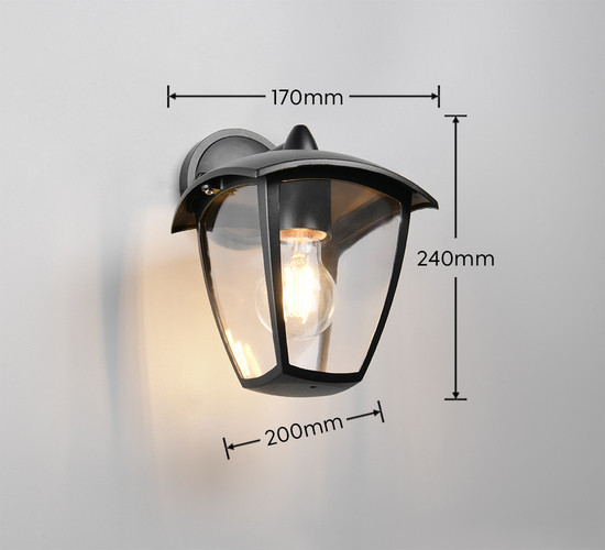 Trio 263260132 Venta E27 Wandleuchte Schwarz Matt IP44