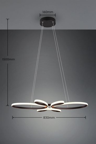Trio Fly LED Pendelleuchte  32W dimmbar Schwarz Matt warmweiss