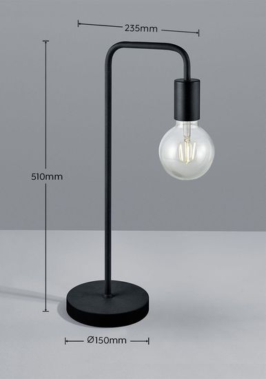 Trio Diallo Tischleuchte E27  Schwarz Matt 51cm