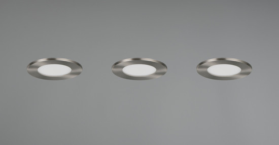 Trio 635110307 Himal LED Einbauleuchten 3x3,5W ⌀8,5cm dimmbar Nickel Matt IP65 CCT einstellbare Lichtfarbe