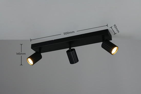 Trio 867700332 Soka GU10 Strahler 3-fach Schwarz Matt