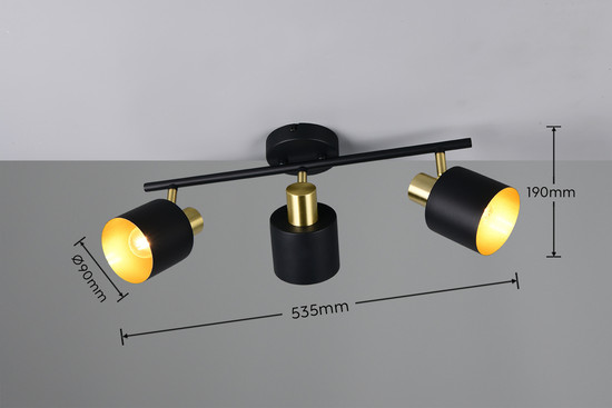 Trio 868800380 Eva E14 Strahler 3-fach Schwarz-Gold