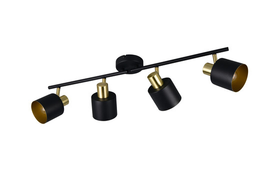 Trio 868800480 Eva E14 Strahler 4-fach Schwarz-Gold