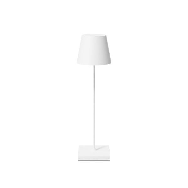 SIGOR Akku-Tischleuchte Nuindie 38cm schneeweiß rund USB-C 2,2W FlexMood 2200K/2700K IP54 Ra85 dimmbar