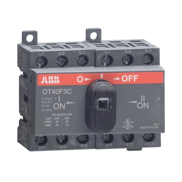 ABB OT40F3C Lastumschalter 3-polig 40A m. schwarzem Knebelgriff I-0-II