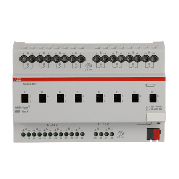 ABB SD/S8.16.1 Schalt-/Dimmaktor, 8fach, 16 A, REG, Made in Germany