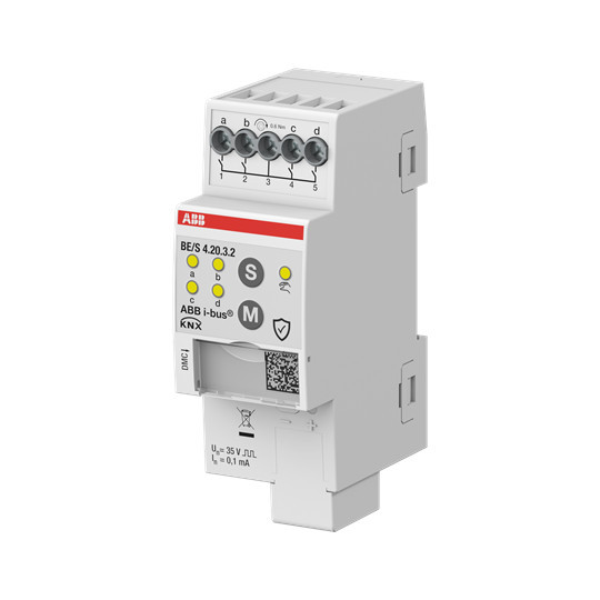 ABB BE/S4.20.3.2 Binäreingang, 4fach, Kontaktabfrage, manuelle Bedienung, REG, Made in Germany
