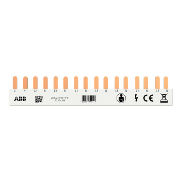 ABB PSX3/16N Phasenschiene FlexLine 3P+N, 16Pins, 8 TE, 10qmm L1-N-L2-N-L3-N-L1-..., Made in Germany
