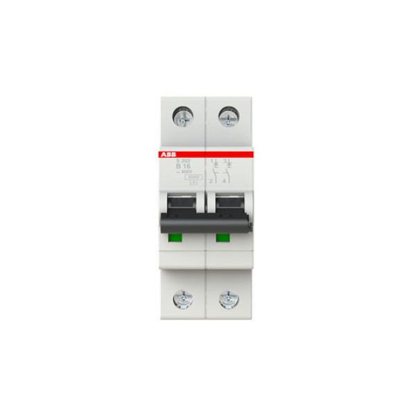 ABB S202-B16 Sicherungsautomat B-Char., 6 kA, 16 A, 2P, Made in Germany