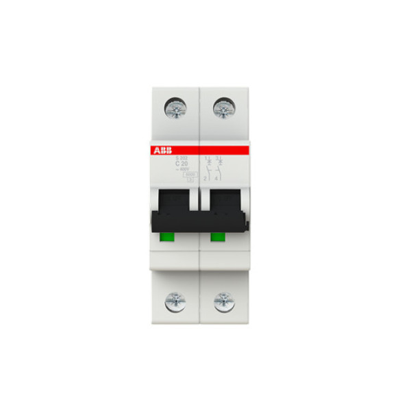 ABB S202-C20 Sicherungsautomat C-Char., 6 kA, 20 A, 2P, Made in Germany