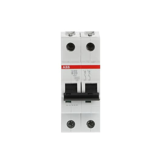 ABB S202-B20 Sicherungsautomat B-Char., 6 kA, 20 A, 2P, Made in Germany