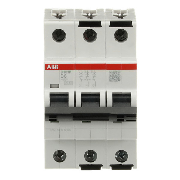 ABB S303P-B6 Sicherungsautomat B-Char., 25kA, 6A, 3P, Made in Germany
