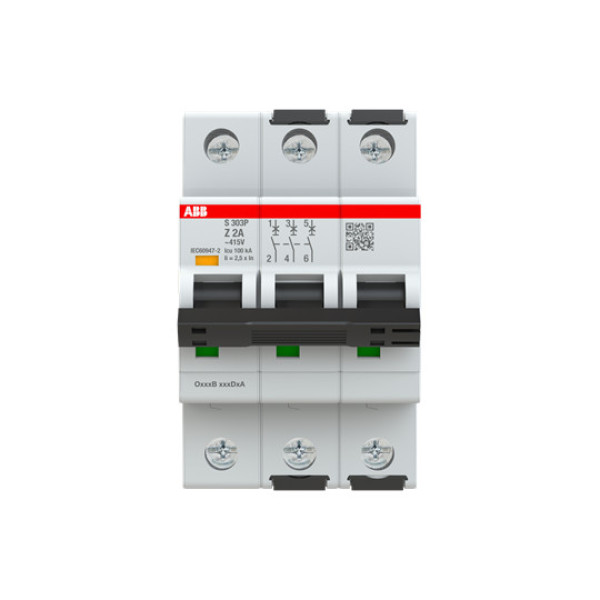 ABB S303P-Z2 Sicherungsautomat Z-Char., 25kA, 2A, 3P, Made in Germany