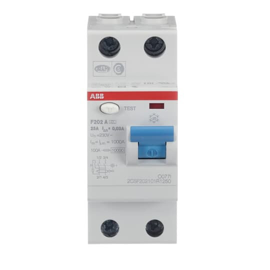 ABB F202A-25/0,03 FI-Schutzschalter 2P,Typ A,25A,30mA