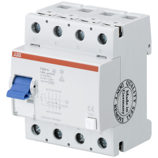 ABB F204A-125/0,3L FI-Schutzschalter 4P,Typ A,125A,300mA,N links, Made in Germany