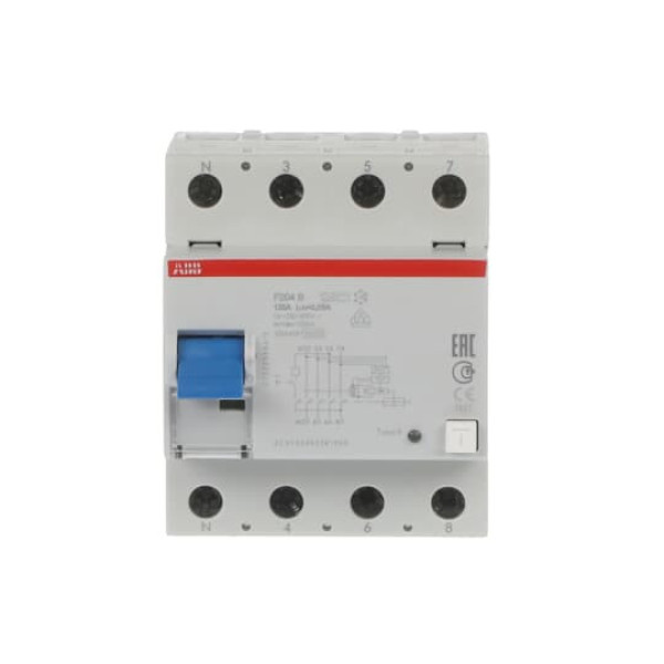 ABB F204B-125/0,03L FI-Schutzschalter 4P,allstromsens.,125A,30mA,N links, Made in Germany