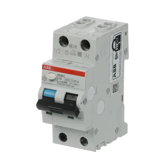 ABB DS201A-C10/0,03 FI/LS-Schalter 6kA, 1P+N, Typ A, C 10, 30mA