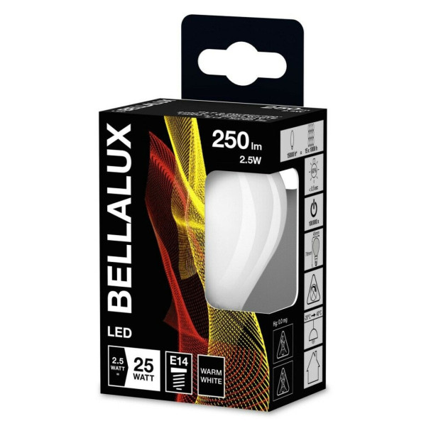 BELLALUX E14 LED Lampe 2,5W P25 Filament matt warmweiss wie 25W