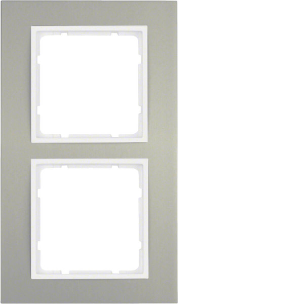 Berker 10123904 Rahmen 2fach. B.3. Alu/polarweiß matt. Aluminium eloxiert