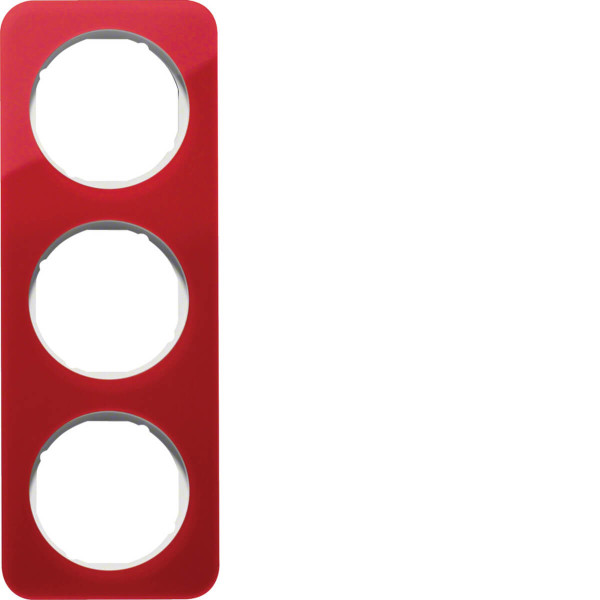 Berker 10132349 Rahmen 3fach R.1 Acryl rot transparent/polarweiß glänzend