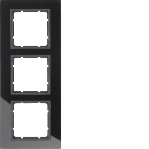 Berker 10136616 Glasrahmen 3fach. B.7. Glas schwarz/anthrazit matt
