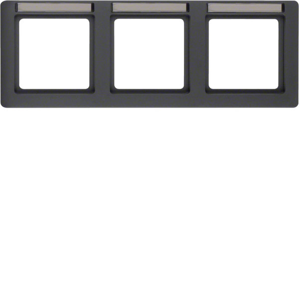 Berker 10236016 Rahmen 3fach mit Beschriftungsfeld waagerecht Q.1 anthrazit. samt