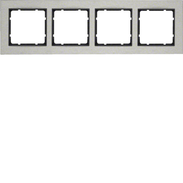 Berker 10243606 Rahmen 4fach waagerecht B.7 Edelstahl/anthrazit