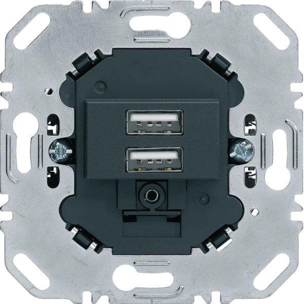 Berker 260205 USB LadeSteckdose. 2fach. 3.0A. eckiger Tragring. anthrazit matt
