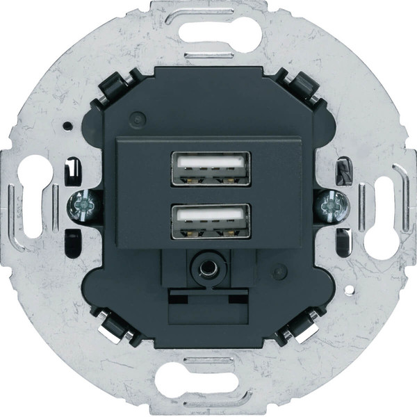 Berker 260215 USB Ladesteckdose 230V. 2fach. 3.0A. runder Tragring. anthrazit matt
