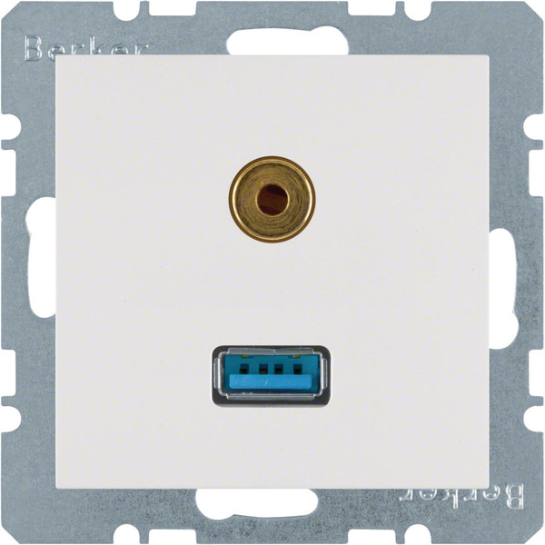 Berker 3315398989 USB/3.5 mm Audio Steckdose S.1/B.3/B.7 polarweiß. glänzend