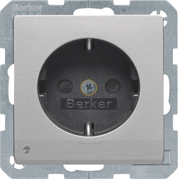 Berker 41096084 Steckdose Schuko mit LED-Orientierungslicht Q.x alu samt. lackiert