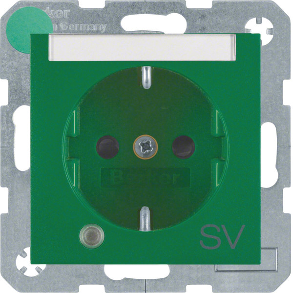 Berker 41101913 Steckdose Schuko mit Kontroll-LED. BSF u. erh.BS S.1/B.3/B.7 grün. matt