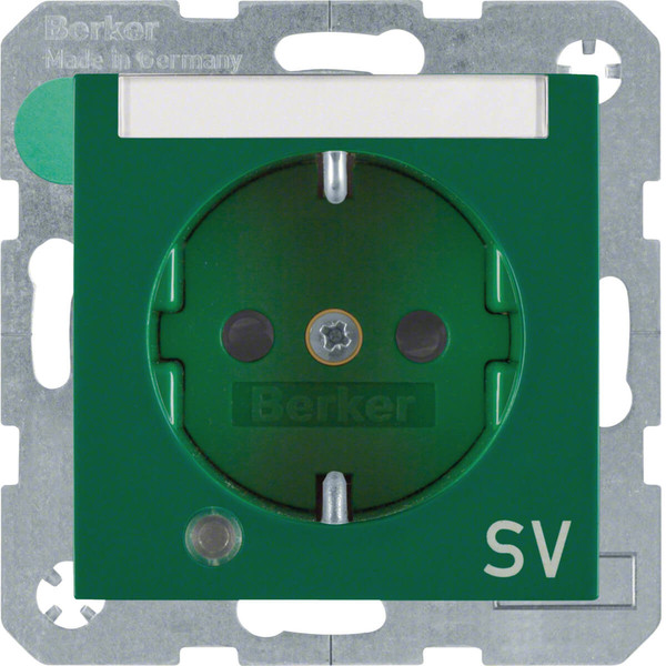Berker 41108913 Steckdose Schuko mit Kontroll-LED. BSF u. erh.BS S.1/B.3/B.7 grün. glänzend