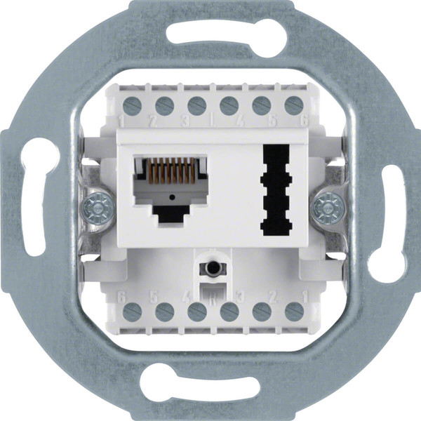 Berker 458809 UAE 8(6)/TAE 6 F+N-Steckdose Modul-Einsätze polarweiß. matt