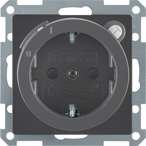 Berker 47086086 Steckdose Schuko mit FI-Schutzschalter u. erh.BS Q.x anthrazit. samt