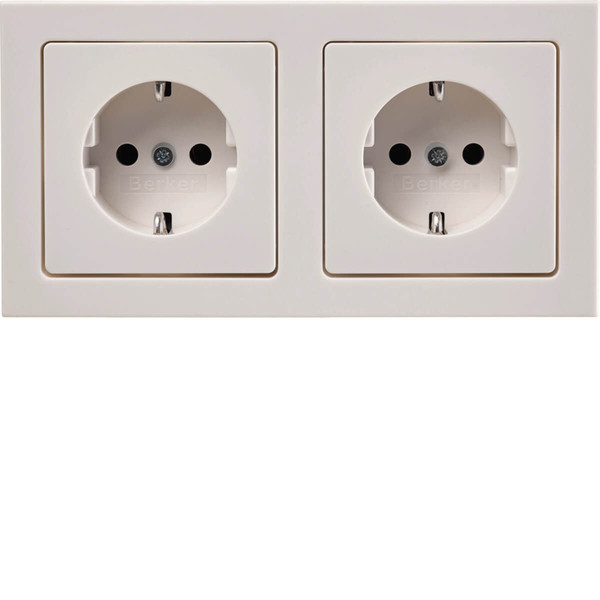 Berker 47206099 Steckdosen-Kombination Schuko 2fach mit Rahmen Q.3 P-W