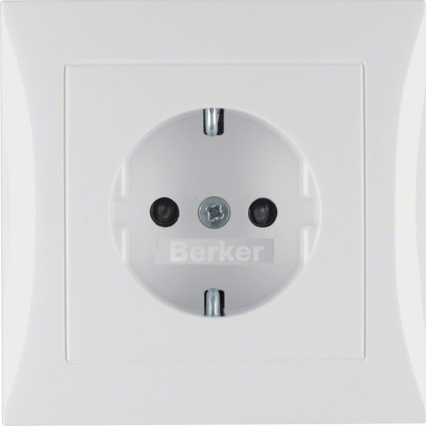 Berker 47228989 Steckdose Schuko mit Abdeckplatte u. erh.BS S.1/B.3/B.7 polarweiß. glänzend