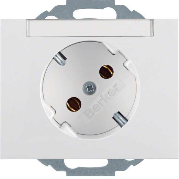 Berker 47287109 Steckdose Schuko 45° mit Beschriftungsfeld K.1 polarweiß. glänzend