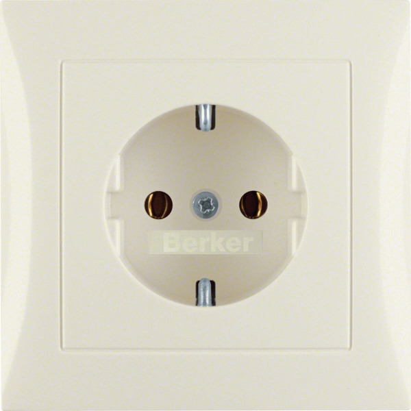 Berker 47428982 Steckdose Schuko mit Abdeckplatte S.1/B.3/B.7 weiß. glänzend