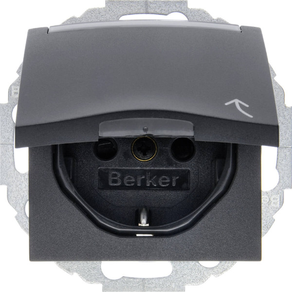 Berker 47461606 Steckdose Schuko mit Klappdeckel. BSF und erh.BS S.1/B.3/B.7 anthrazit. matt