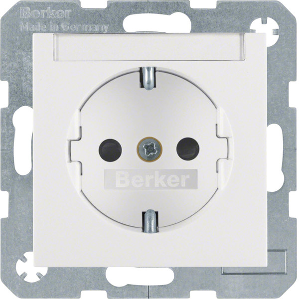Berker 47491909 Steckdose Schuko mit Beschriftungsfeld u. erh.BS S.1/B.3/B.7 polarweiß. matt
