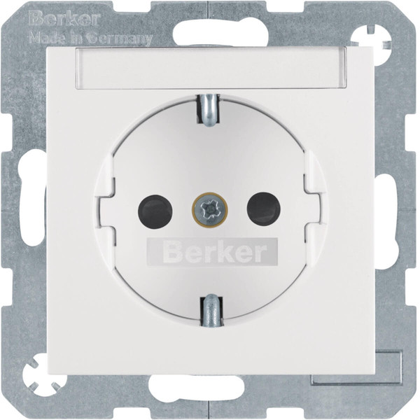 Berker 47498989 Steckdose Schuko mit Beschriftungsfeld u. erh.BS S.1/B.3/B.7 polarweiß. glänzend