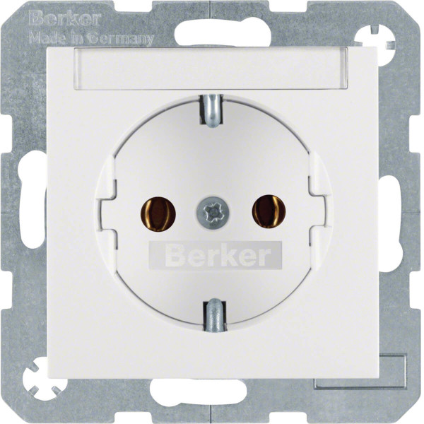 Berker 47501909 Steckdose Schuko mit Beschriftungsfeld S.1/B.3/B.7 polarweiß. matt