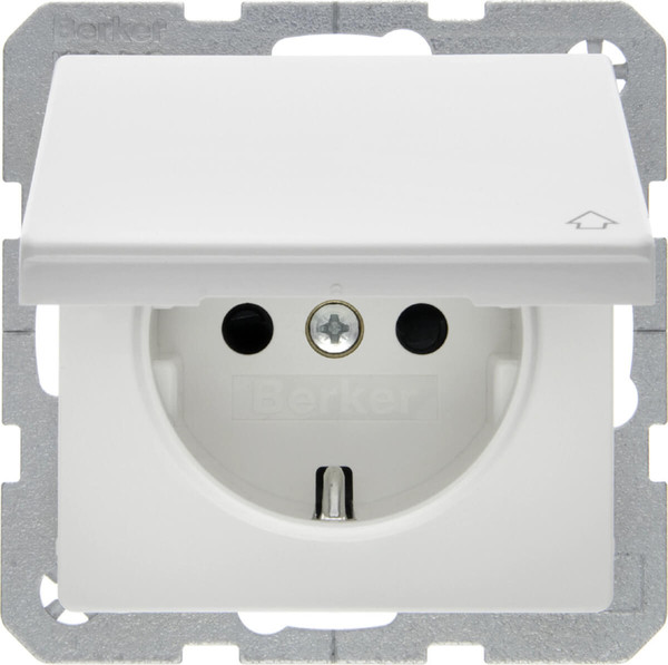 Berker 47516069 Steckdose Schuko mit Klappdeckel Q.x polarweiß samt