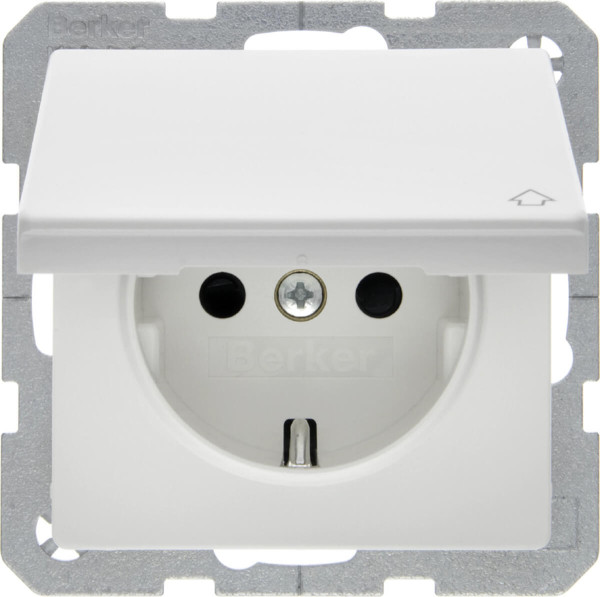 Berker 47516089 Steckdose Schuko mit Klappdeckel Q.x polarweiß samt
